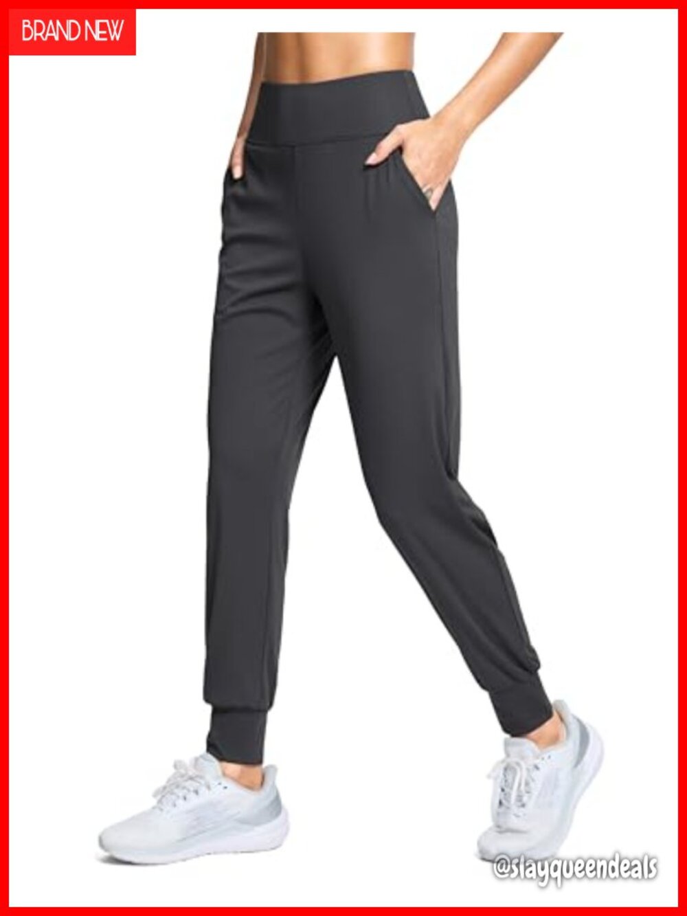 Women's High Waisted Joggers with Pockets Tapered Leg Athletic Track Pants